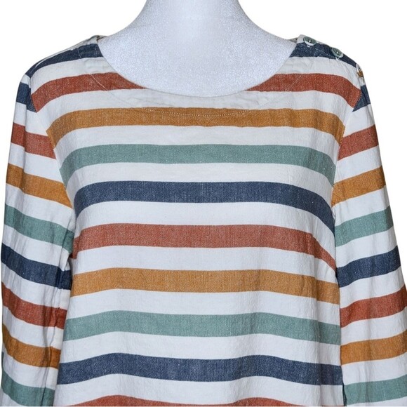 Seasalt Cornwall Glowing Skies Tunic Top Linen Multicolor Striped Size 12/US 8 - Picture 3 of 13